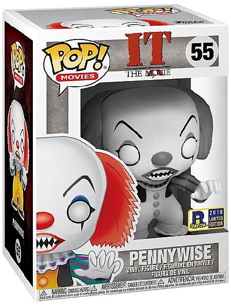 Funko POP #55 Movies It 1990 Pennywise Black and White Exclusive, Razors Edge Collectibles
